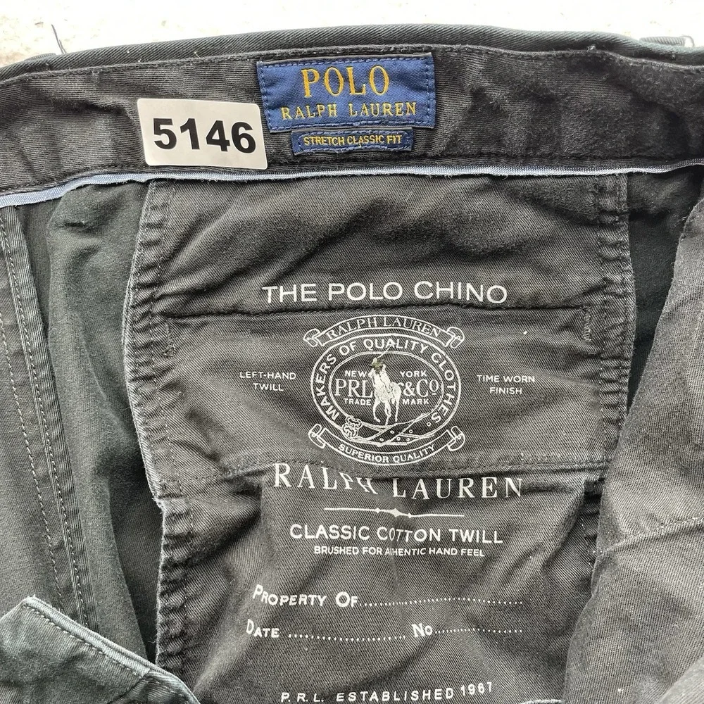 Polo Ralph‎ Lauren Chino Pants Mens 37x32 (Tag 36x32) Black Stretch Classic Fit
